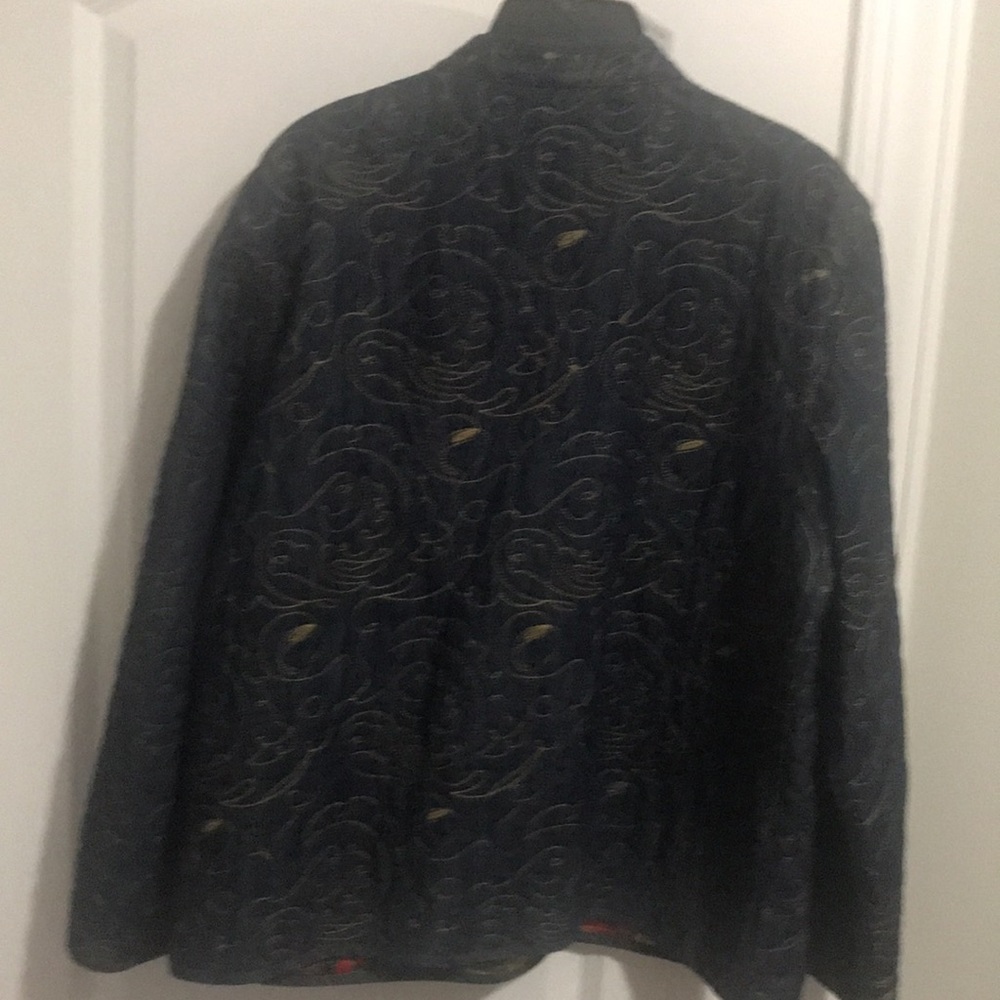 Reverse-Able Denim Embroidered Jacket Outside Gol… - image 1